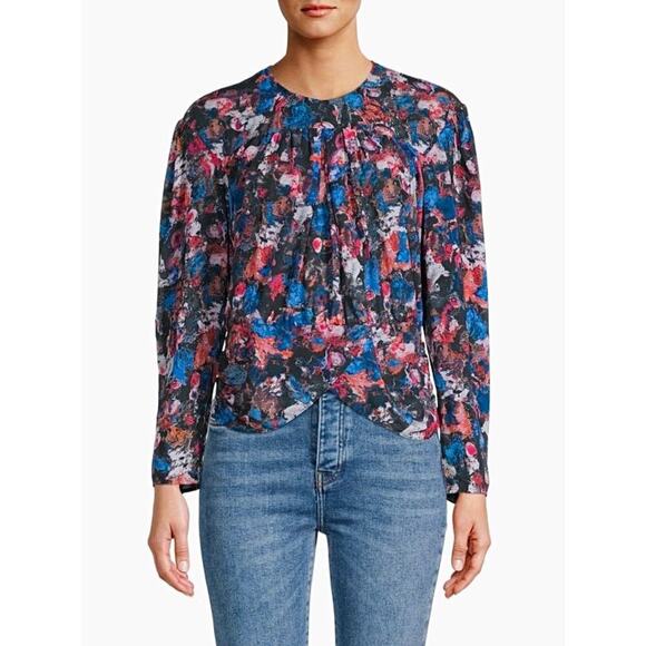 IRO Wolnie‎ Printed Tulip-Hem Top Women’s Size 36 (6) - Picture 1 of 13